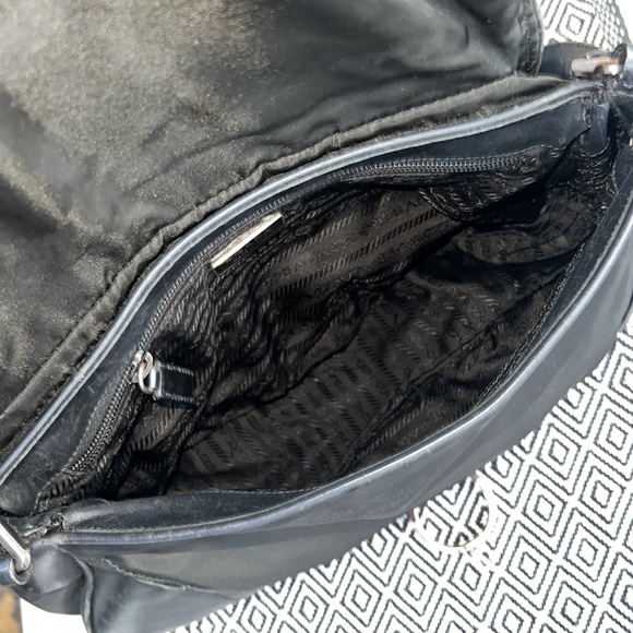 Rare Vintage PRADA Nylon Tessuto Leather Shoulder Hand Bag Purse Black GUC - Picture 9 of 15